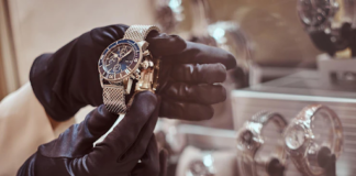 Diamond brand watch on display